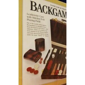 New Sealed Backgammon Game of Strategy Leatherette Case Stitched Felt Field